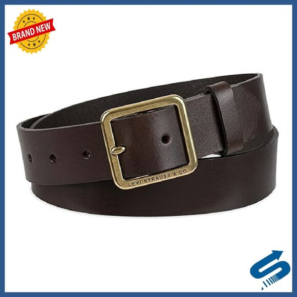 Leather Belt with Square Buckle for Jeans & Dresses - Regular & Plus Sizes